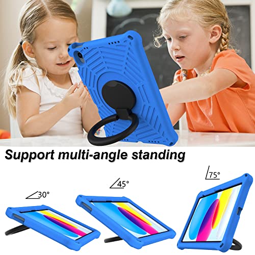 Coque iPad 10e génération antichoc en EVA bleu avec poignée rotative - 6