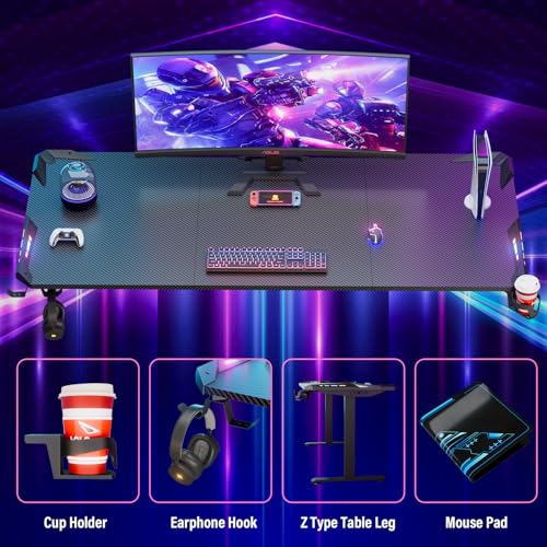 Bureau gamer LED 180 cm transforme votre chambre en veritable studio de streaming - 7