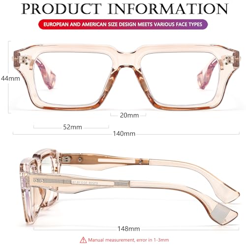 Image of AIEYEZO Fashion Square Blue Light Glasses for Men Women Retro Thick Frame Blue Light Blocking Computer Glasses