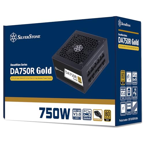 Image of SilverStone Technology DA750R Gold 80 Plus Gold 750W ATX 3.0 & PCIe 5.0 Power Supply, SST-DA750R-GMA (SST-AX0750MCGD-C)