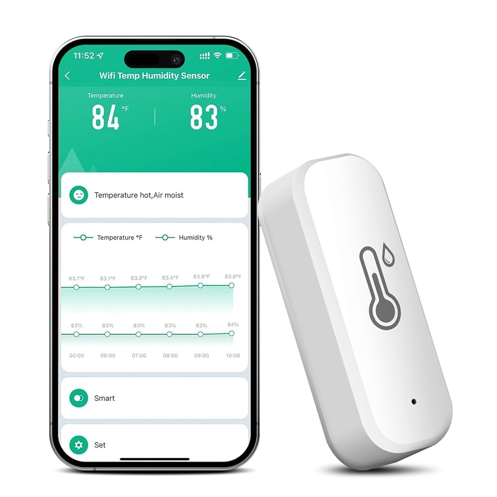 4er Set WiFi Thermometer Hygrometer Innen Außen mit Externem Fühler, Tuya Smart Life Hygrometer Digital, Temperatur Luftfeuchtigkeit Sensor für Aquarium, Kühlschrank, Gewächshaus, Pool und Terrarium