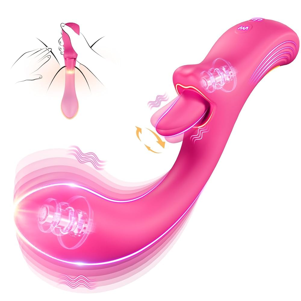 Womens Sex Toy Dildo Vibrator G Spot Vibrator Lip Tongue Licker Rotating for female Clitoral Vagina Anal Sex