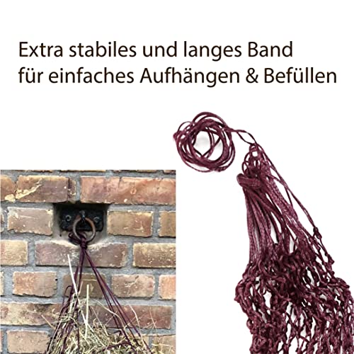 Extra Large Hay Net for Horses 5 x 5 cm Mesh Species-Appropriate Feeding Improved Digestion Hay Bag for Travelling Feeding Bag for Ponies Young Horses Old Horses Goats (1 x Bordeaux) - Image 3