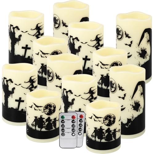Image of 12-Pack Waterproof -Flameless Led Candles,Remote Control and Timer Functions for Halloween and More Decorations(3 Sizes)