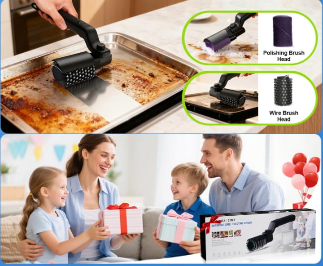 Pulitore per spazzole per griglia elettrica senza fili, spazzola per | Griglie per griglia, lavapavimenti ricaricabile con testine multifunzione per cucina, forno e altro ancora