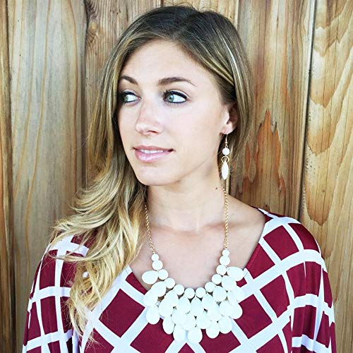RIAH FASHION Chunky Acrylic Jewel Cluster Floating Bubble Statement Necklace - Teardrop Dangle Layered Bib Collar2