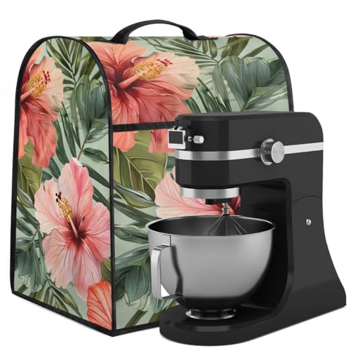 Coffee Maker Cover Tropical Leaves Flower Kitchen Appliance Covers Small Appliance Covers Blender Cover Juicer Cover Dust Covers for Kitchen Appliances with Top Handle and Pockets,Washable,B144