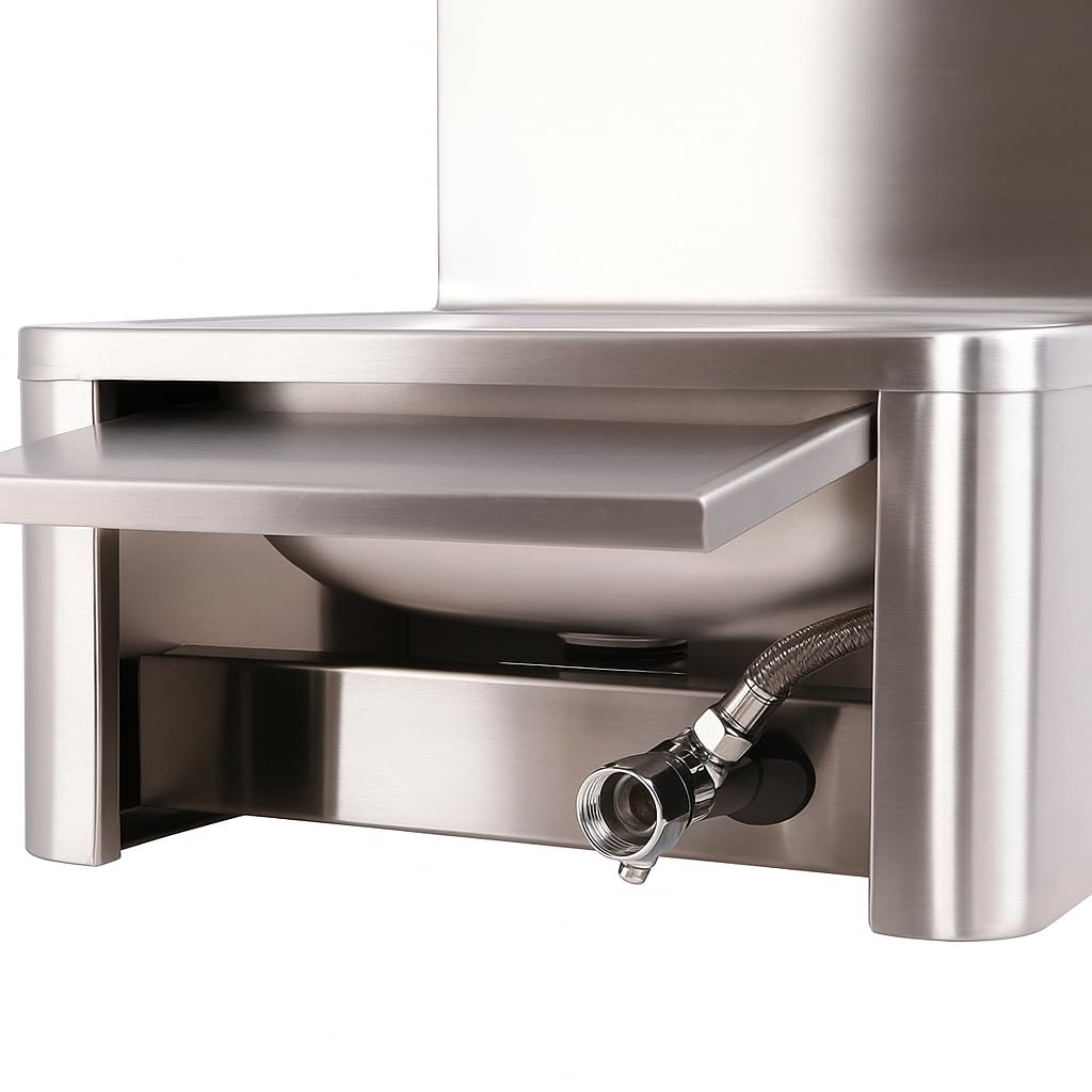 Lave-mains mural professionnel cuve en inox 304 avec dosseret + robinet + distributeur de savon – Idéal cuisine pro, restaurant, bar, collectivité, CHR