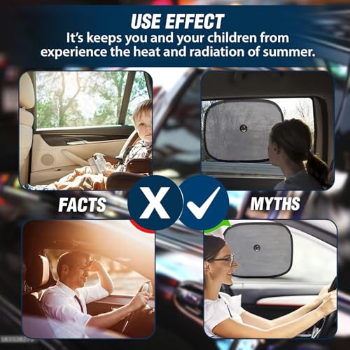Image of Car Universal Side Window Black Sunshade Compatible for Honda Amaze, Heat /UV Rays Protection Curtain Universal Set of 4pcs