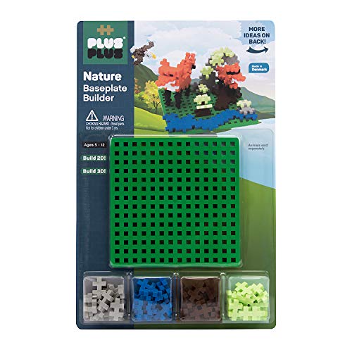 Plus Plus - Nature Baseplate Builder - 64 Pieces And One Base Accessory For Building And Displaying, 4.5 X 4.5 Inches - Construction Building Stem Toy, Interlocking Mini Puzzle Blocks For Kids