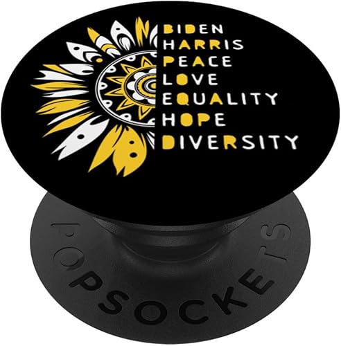Biden Harris Peace Love Equality Hope Diversity Sunflower PopSockets PopGrip agarre intercambiable para teléfonos y tabletas