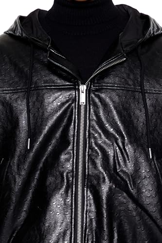Forever 21 Men's Hooded Faux Leather Bomber Jacket3