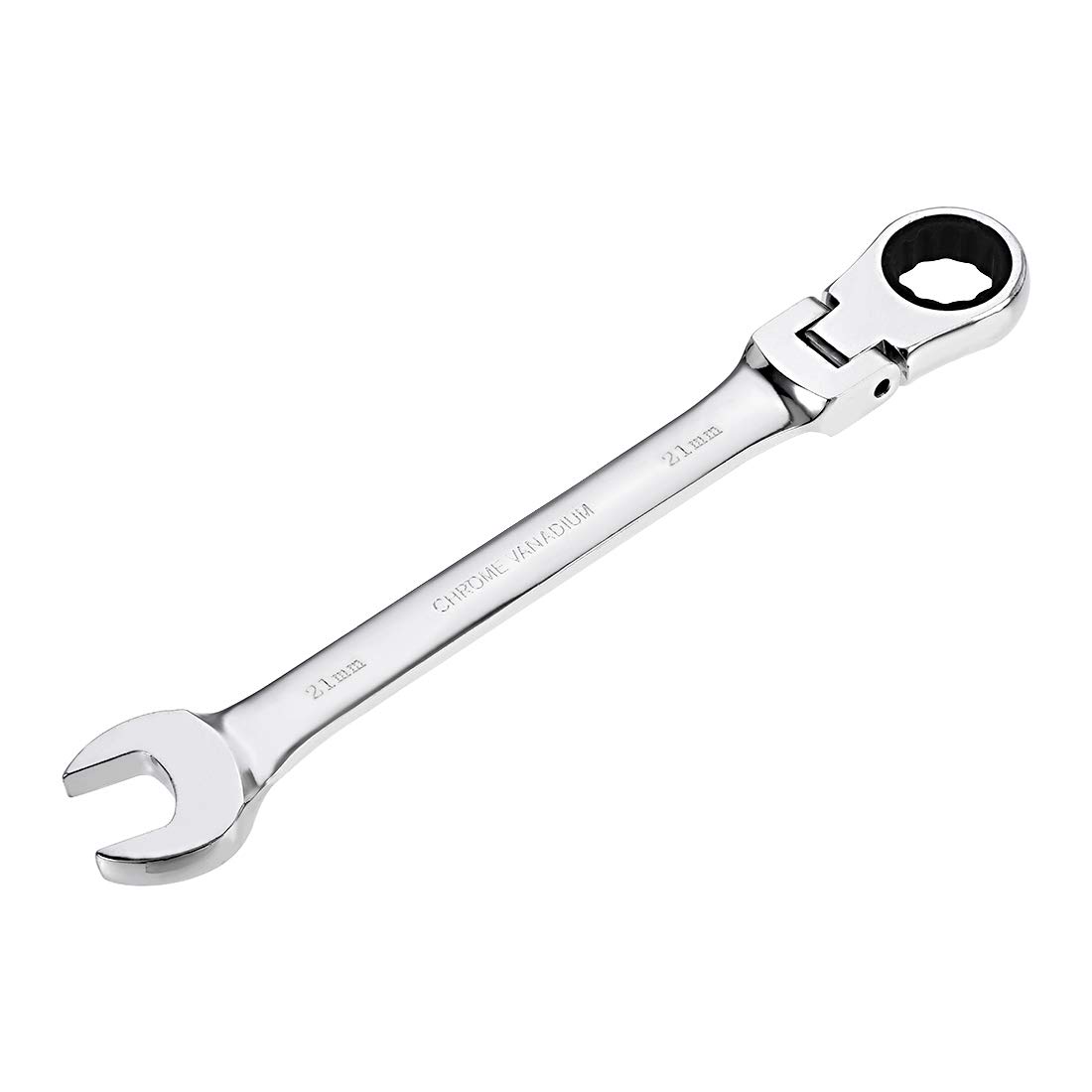 uxcell 21mm Flex-Head Ratcheting Combination Wrench Metric 72 Teeth 12 Point Ratchet Box Ended Spanner Tools, Cr-V