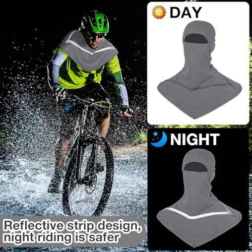 Image of Seematn 4 Pcs Balaclava Sun Men Face Mask UV Protection with Reflective Strip for Construction Work Neck Covers Summer