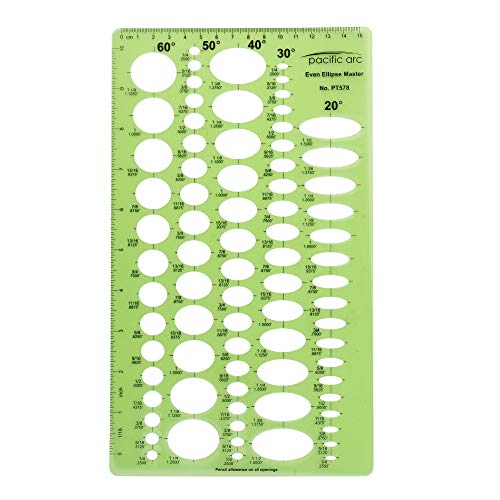 Image of Pacific Arc Even Ellipse Master Template Guide, 79 Ellipses in 5 projections of 20, 30, 40, 50, and 60 Degrees