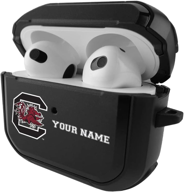 Collegiate Custom Durable Black Cover for Apple AirPods (3rd Generation) Case with Carabiner – South Carolina Gamecocks