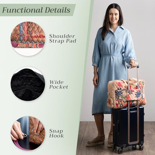 Maison d' Hermine Weekender Bags for Women Cotton Quilted Duffel Overnight Luggage Weekend Bag for Men Gym Sports Gifts Travel Business Travellers Family Trip (Kalahari)4