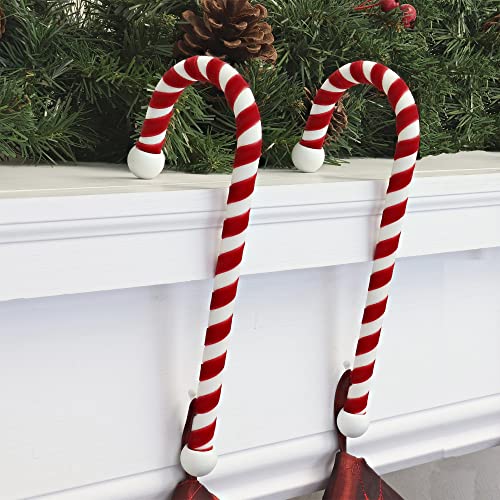Haute-Decor-Candy-Cane-Stocking-Holder-Holds-Up-to-10-Lbs-Velvet-2-Pack-Soft-Velvet-Material-Wrapped-Around-Strong-Steel-core-Lightweight-Christmas-Stocking-Hanger Haute Decor Candy Cane Stocking Holder Holds Up to 10 Lbs Velvet 2 Pack Soft Velvet Material Wrapped Around Strong Steel core Lightweight Christmas Stocking Hanger