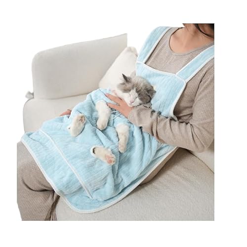 猫用ペット抱っこエプロン ペット 寝袋 抱っこ用エプロン ポケット ペット猫寝袋 猫用ペット 猫用ハーネス 小型犬エプロン ハーネス 猫を胸に抱くエプロン 猫が爪を切るとき 傷防止 調節可能 猫寝袋 多機能 屋内屋外旅行用 (ライトブルー)