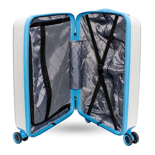 Image of SWISS MILITARY Star Luggage Bag, Textured Hard-Sided Trolley Bag, Cabin Luggage, Overnighter Trolley Bags|Durable ABS Body, Ergonomic 360 Rotatable Wheels, TSA Lock, 20 inches, White