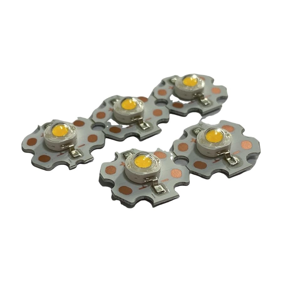 Othmro 1W LED Chip Bulb COB Light Beads, Diameter 20mm SMD LED Light Bulb Ceiling Light for Floodlight, 1.9-2.4V, 280-350mA, 30-40lm, 3000K, 5pcs — image 1
