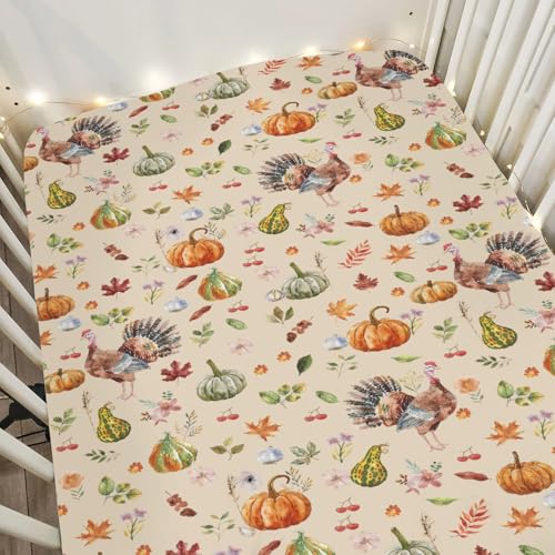 Thanksgiving Turkey & Pumpkin Baby Crib Sheets 52