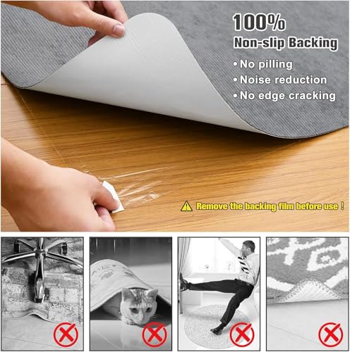 Image of Placoot Desk Chair Mat for Hardwood Floor Corduroy Surface 1 /6 inch Thick 55 inchx35 inch Office Chair Mat for Rolling Chairs-100% Large Anti-Slip Backing Under Desk Low-Pile Office Rug Floor Mat for Office /Home
