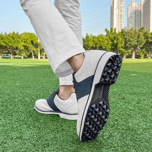 Zapatos de Golf para Hombre de Cuero Sin Clavos Antideslizantes Transpirables