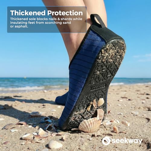 Image of SEEKWAY Water Shoes Women Men Adult Quick-Dry Aqua Socks Barefoot Non Slip for Beach Swim River Pool Lake surf Black SK002(U)