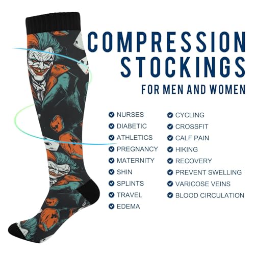 Joker and Cards Compression Socks for Women and men knee high stockings Sports Running Hiking Cycling Socks4