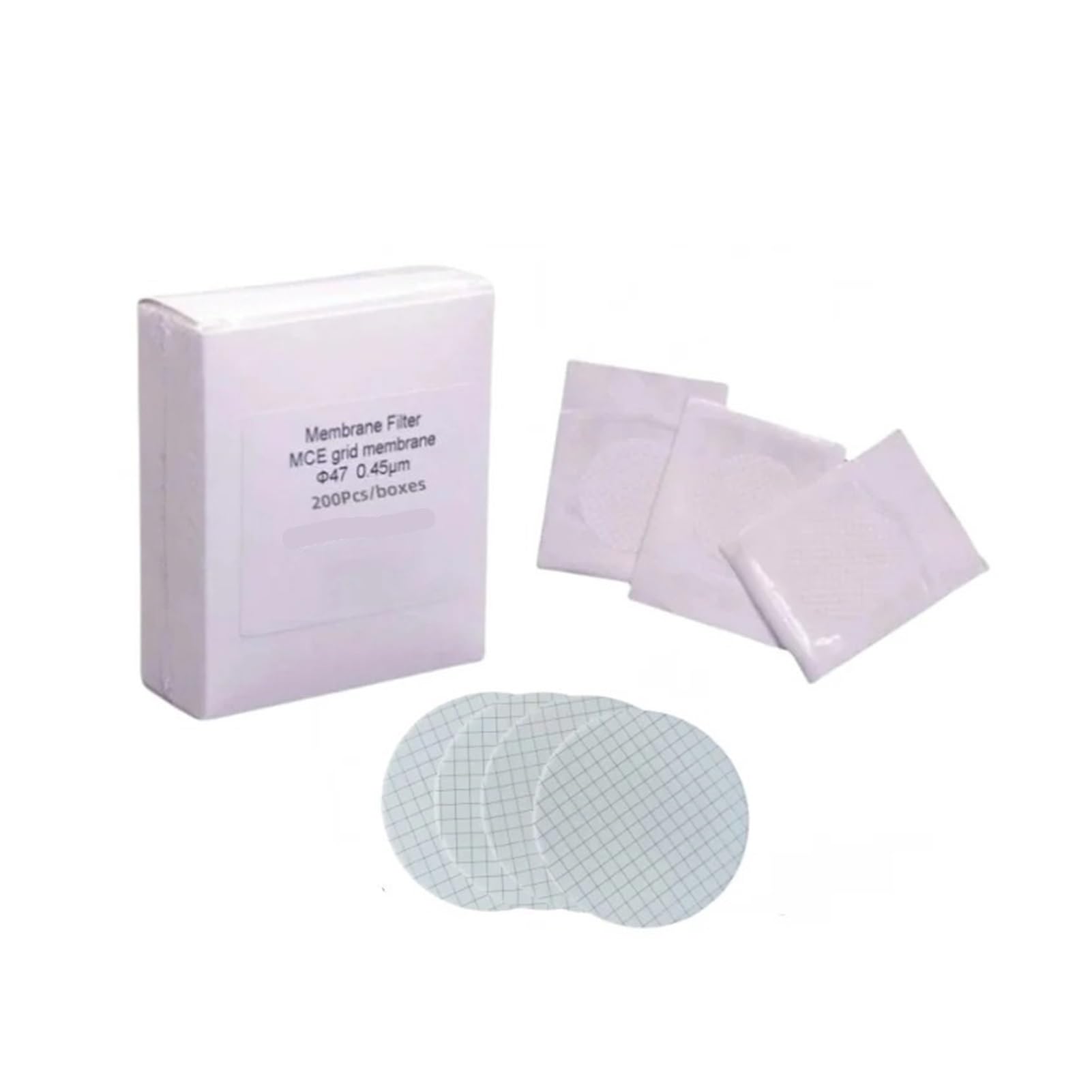 Papel de filtro cuantitativo Filtro de membrana de rejilla estéril MCE de 50 mm, 0,22 um y 0,45 um, membrana de microfiltración, 200 unidades/caja(0.45um)