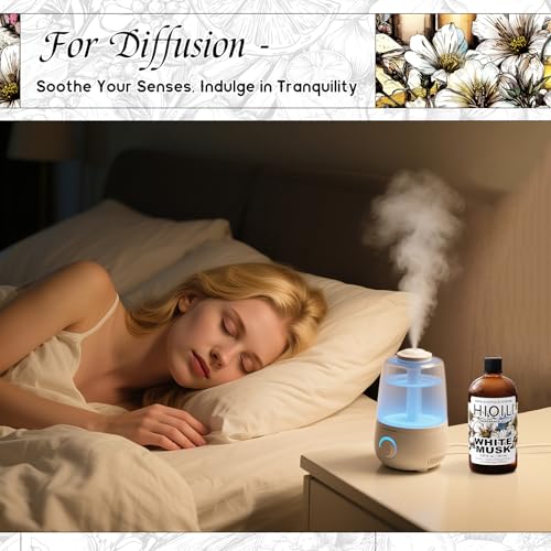 Image of HIQILI White Musk Fragrance Oil, Musk Perfume for Women - 5.07 Fl Oz | for Candle & Soap Making Supplies and Perfect for Home, Car Diffuser Use, Add to Pillow Scented Spray - 150 ML