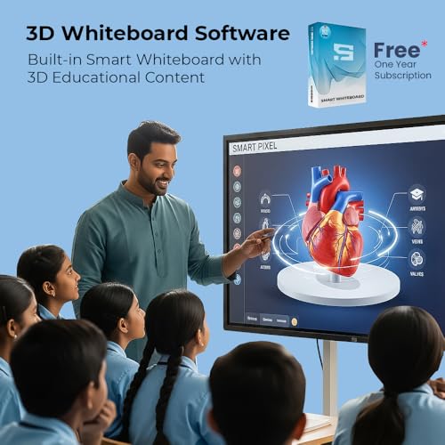 Image of 55 Inch All in One Interactive Smart Board 3840X2160 Pixel 4K UHD Display and Dual Operating System Android and Windows Version WritePro for Office, School