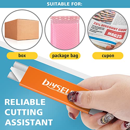 Image of DIYSELF 12 Pack Box Cutters, Utility Knife Retractable, Exacto Knife, Box Cutter Knife Metal Sheath, Razor Knife for Packages, Letters and Papers, Utility Knife with Single Edge Razor Blade (Orange)
