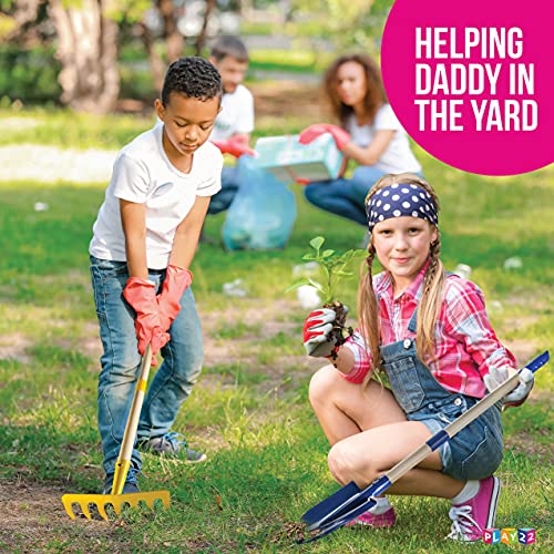 Play22 Kids Garden Tool Set Toy 4-Piece - Shovel, Rake, Hoe, Leaf Rake, Wooden Gardening Tools for Kids Best Outdoor Toys Gift for Boys and Girls - Image 3