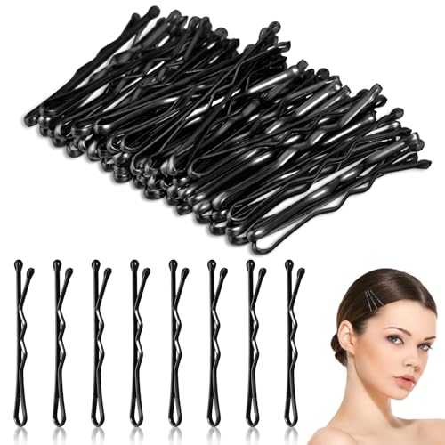 HJZHII 50 pcs 3,5cm Horquillas Pelo Niña,Hairpin Horquillas Moño,Pequeñas Onduladas Pinzas De Metal Curvadas Para El Pelo Agarre Invisible Mujeres Peinados De Boda Moños Largos Y Lacios Rizados negro
