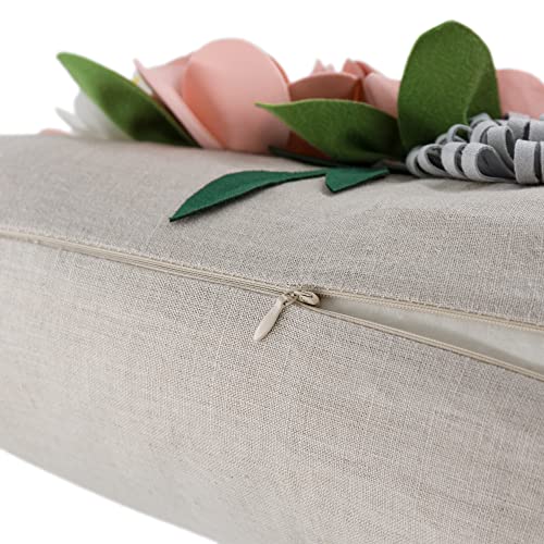 Oiseauvoler Decorative 3D Flower Throw Pillow Covers Accent Floral Pink Pillowcases For Couch Bed Home Living Room Farmhouse Decor 12X20 Inch #TOP5