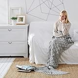 GKWW Mermaid Tail Throw Blanket Soft Mermaid Sleeping Bag Hand Crochet Mermaid Blankets for Teen Girls Women