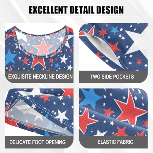 ALAZA Independence Day Star Pajamas Short Sleeve 2 Piece Sleepwear Top and Bottom Pajama Set Unisex4