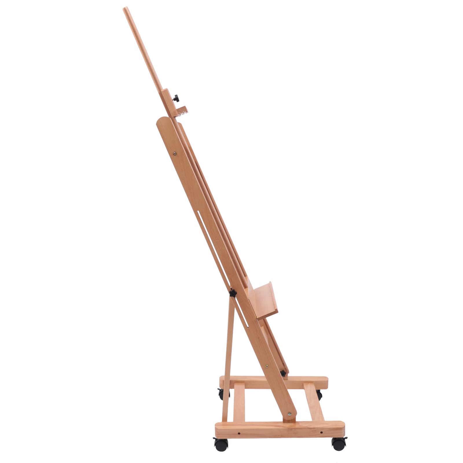 Caballete de madera, caballete grande de estudio, caballete de pintura, soporte móvil e inclinable, disponible en plano