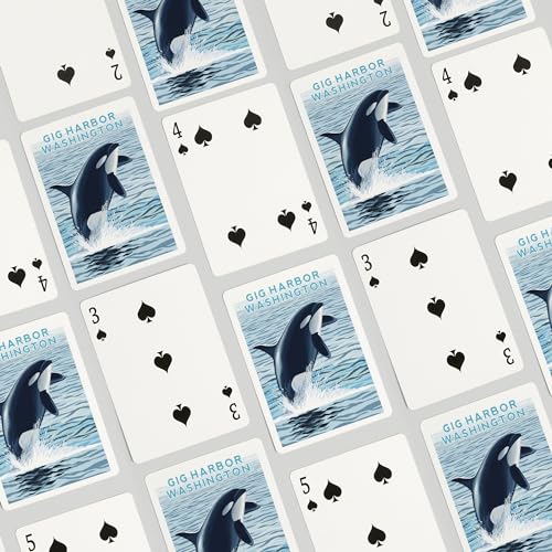 Juego de 52 Naipes Tamaño Poker Orca Whale Gig Harbor miniatura 4