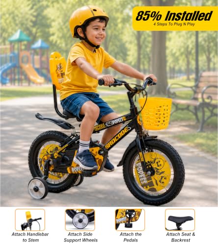 Image of BROCODE Kids Cycle for 2 to 5 Years Boys and Girls 14T Cycle for Kids with Training Wheels Front Basket High Tensile Steel Frame Adjustable Seat Single Speed Bicycle Professional Assembling Required