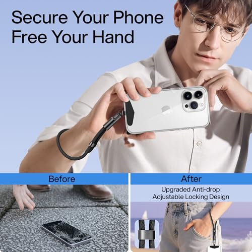 Kaptron Adjustable Phone Wrist Strap, Durability Anti Theft Phone Strap, Universal Wrist Straps for Phone Case, Black — view 3
