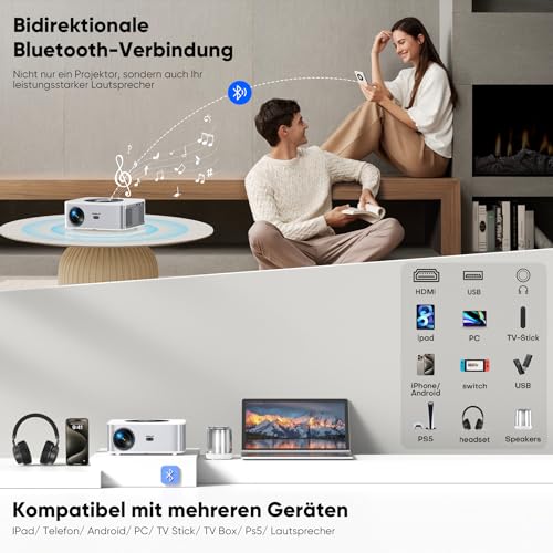 Beamer 【Android TV】 HORLAT 28000 Lumen Beamer 4K Heimkino, WiFi 6 Bluetooth Beamer Outdoor, Auto/4P Trapezkorrektur, 50% Zoom Projektor,Beamer Android mit YouTube/Prime Video, Smart Beamer – Bild 7