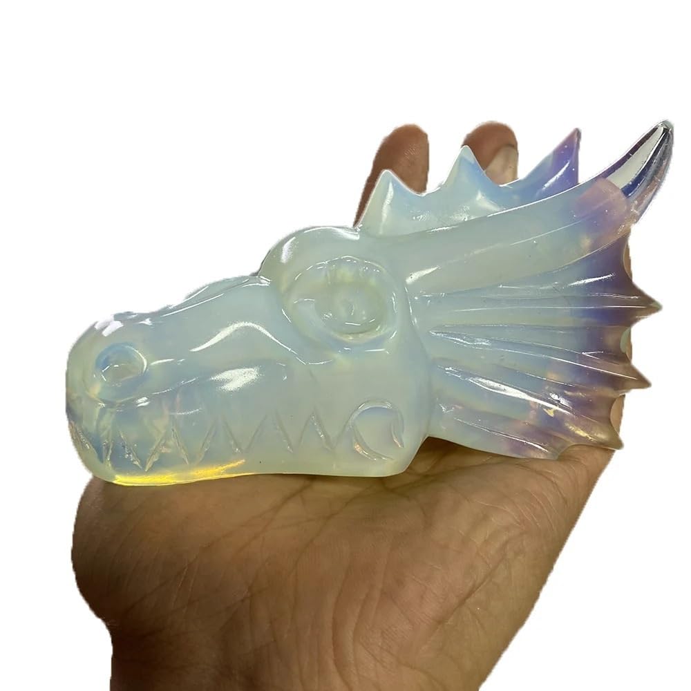Crystal Dragon Skull Carving Craft Opal Faucet Home Decor Gemstone Stone