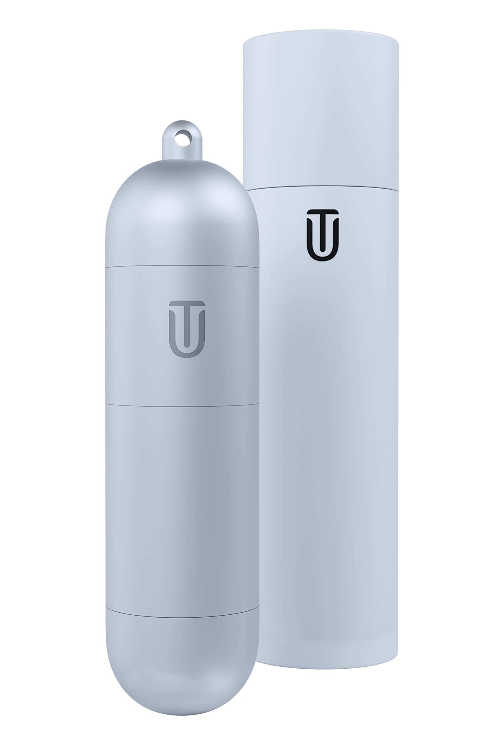 UniTube - Universal Pill Holder Keychain with 5 Different Size Configurations, Small Pill Case Keychain for Purse, Versatile Smell Proof Pill Keychain for Pocket use (Silver Matte)