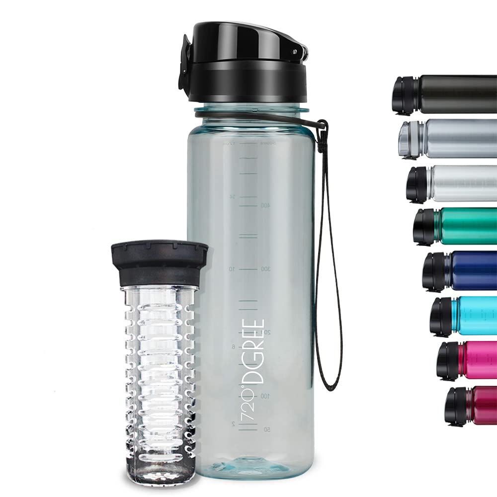 720°DGREE Botella Agua 1 Litro “uberBottle“ - Tamiz-Fruta, softTouch - Sin BPA, Prueba de Fugas, Reutilizable - Cantimplora, Water Bottle ideal para Deporte, Fitness, Gimnasio, Senderismo, Ciclismo — view 14