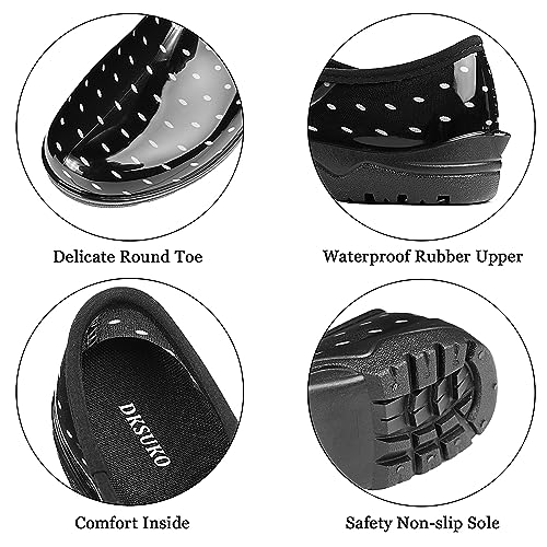 Image of DKSUKO Waterproof Garden Shoe for Women Outdoor Slip-On Rain Boots Short Ankle Work Shoes and Garden Clogs with Comfort Insole