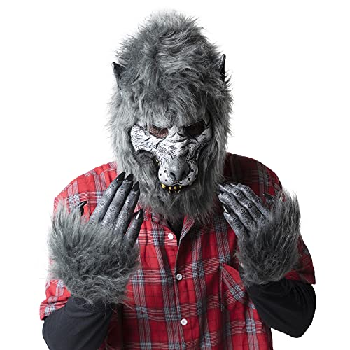 Image of JOYIN Halloween Werewolf Mask Costume Big Bad Bloody Howling Wolf Mask and Claws with Bloodstains Costume Headwear Costume Mask for Kids Adults Men Women Halloween Party Dress Up Cosplay