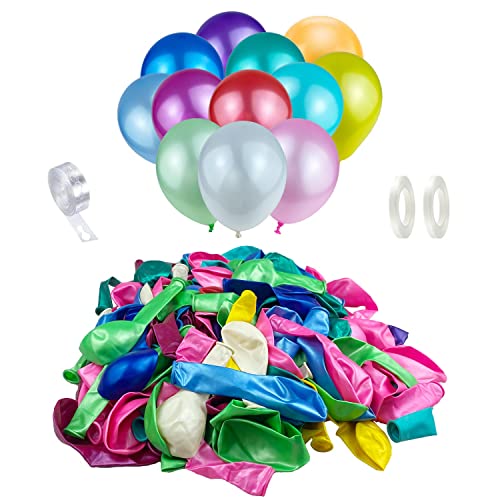 Luftballon, 200 Stück 25-28cm Bunte Luftballons, 12 Farben Helium Ballons, Helium Luftballons, Ballons, Luftballons 100% Naturlatex für Geburtstage Hochzeiten Partys Babypartys